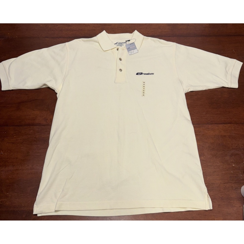 REEBOK Golf Men's Size Medium Short Sleeve Yellow Polo Golf Shirt 100% Cotton